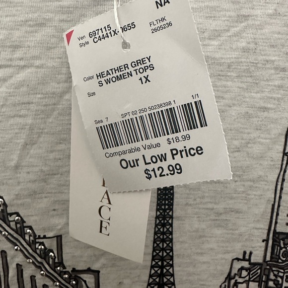 Gray Crew Neck 3/4 Sleeve Graphic T-Shirt - Picture 2 of 3